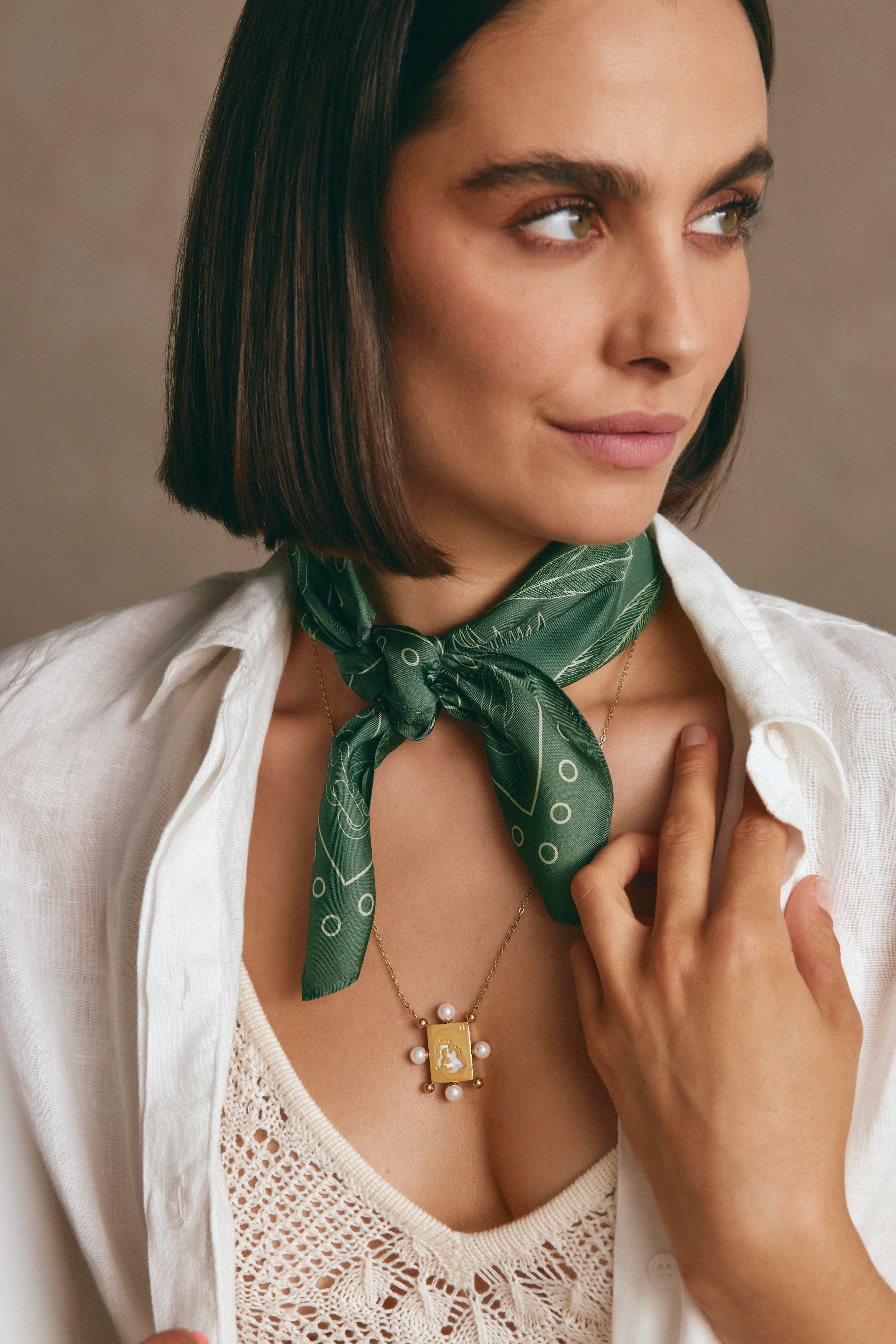 Green Hummingbird Silk Scarf