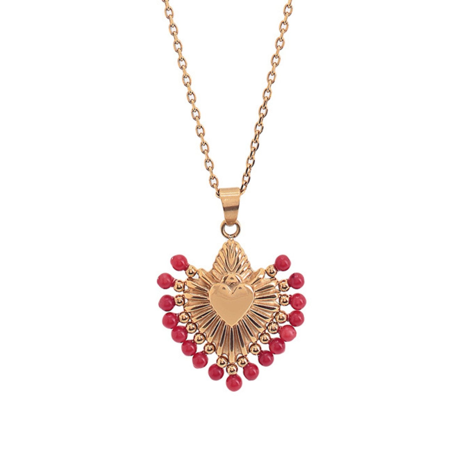 'CUORE' CORAL STONES NECKLACE - Ibiza Passion