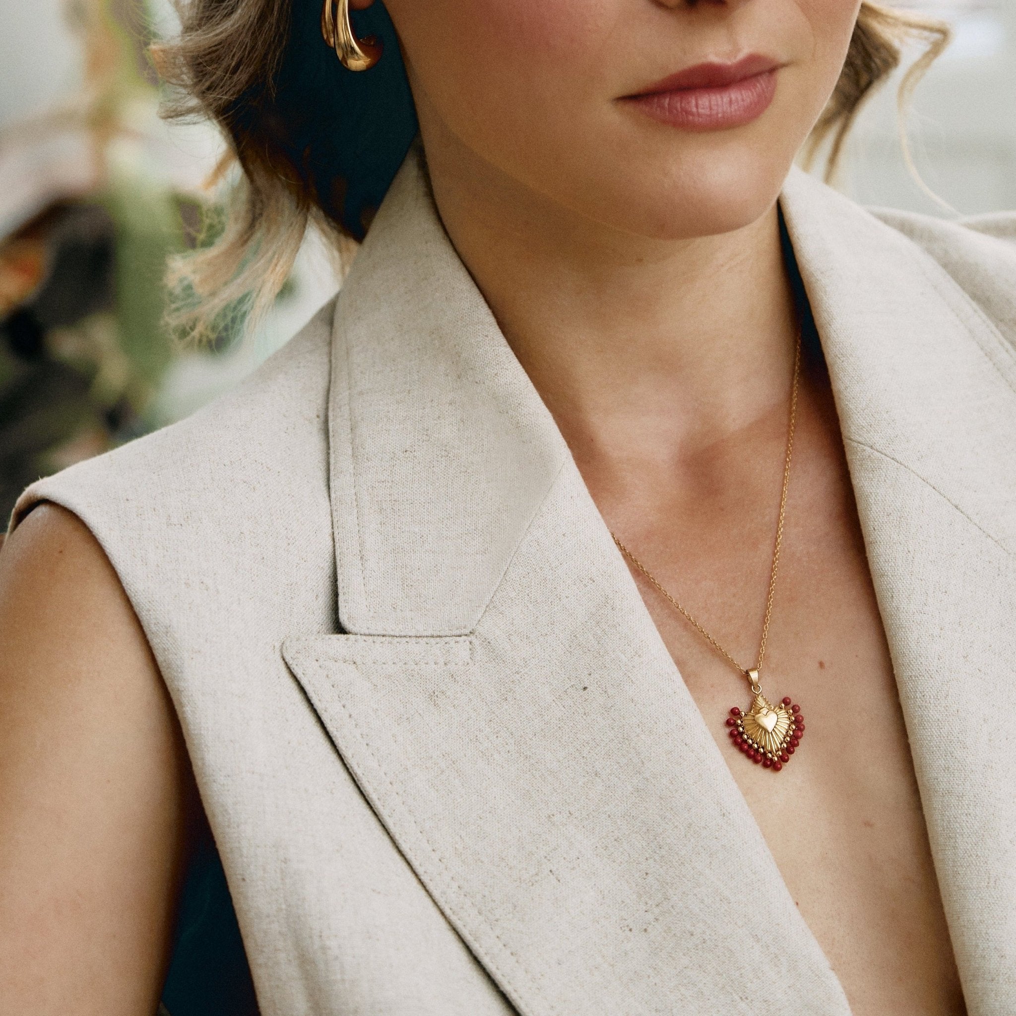 'CUORE' CORAL STONES NECKLACE - Ibiza Passion