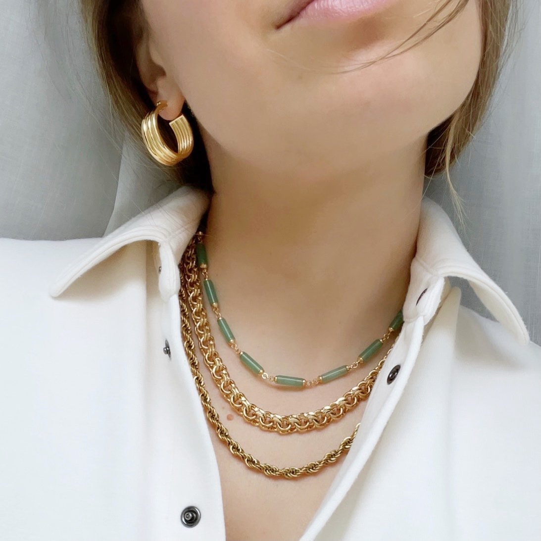 'ORIGEN' Stones Bars Necklace - Green Aventurine - Ibiza Passion