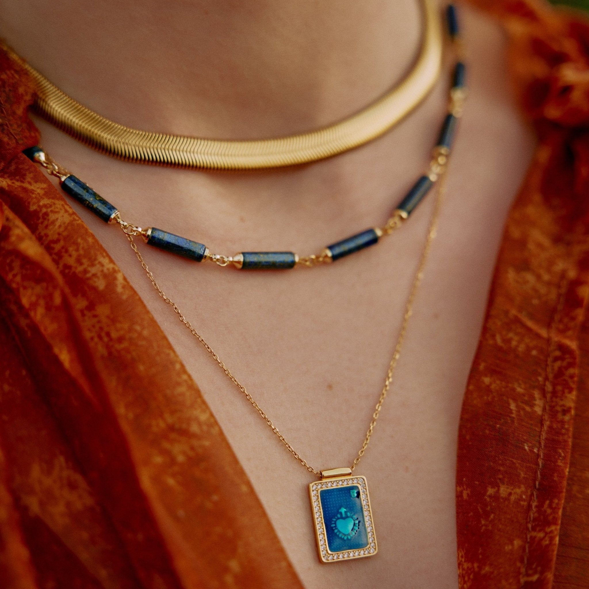 'ORIGEN' Stones Bars Necklace -Lapis - Ibiza Passion