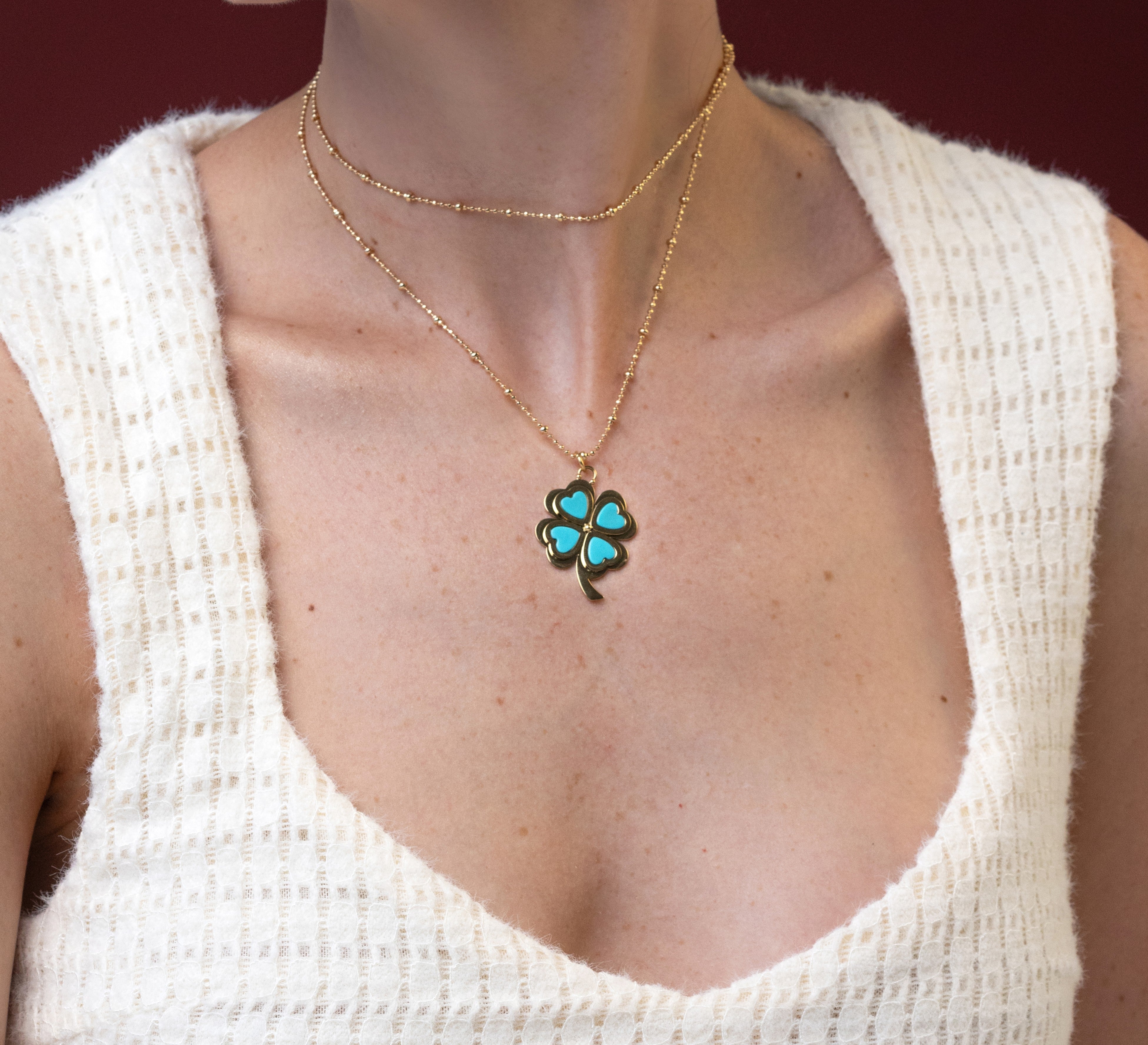CLEVER CLOVER Turquoise Beaded Chain