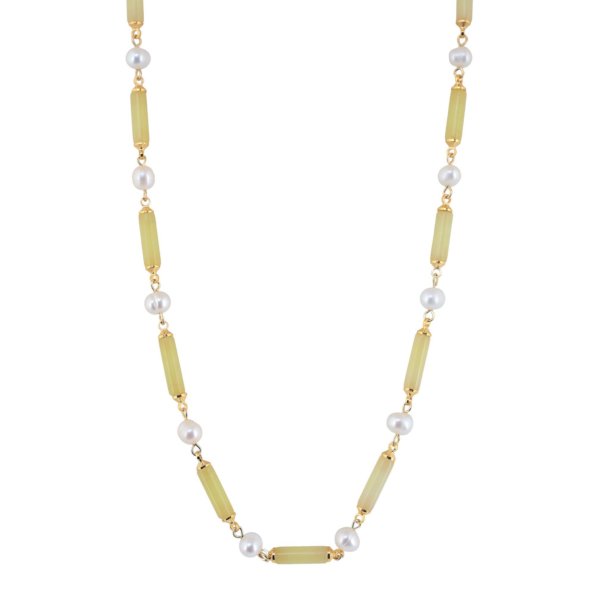 'ORIGEN' Pearls & Stones Necklace -Lemon Stone - Ibiza Passion