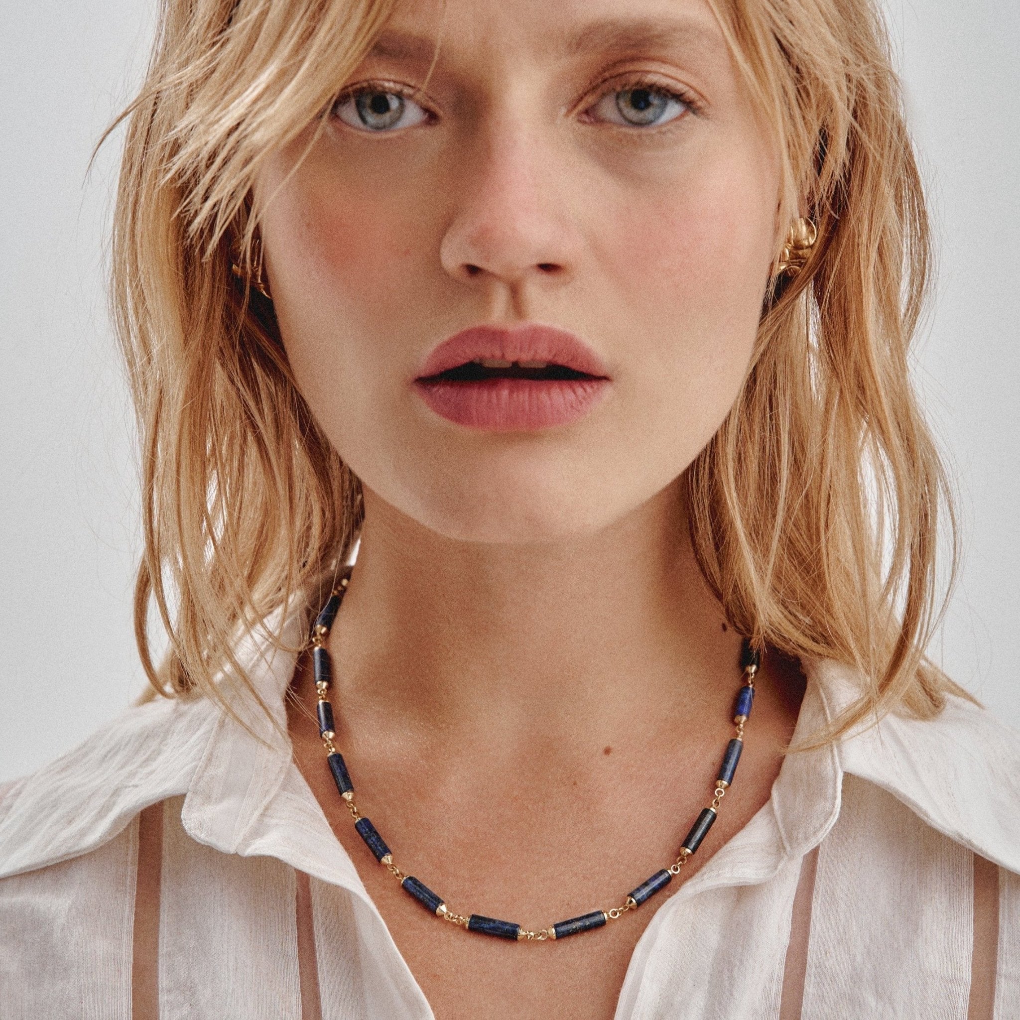 'ORIGEN' Stones Bars Necklace -Lapis - Ibiza Passion