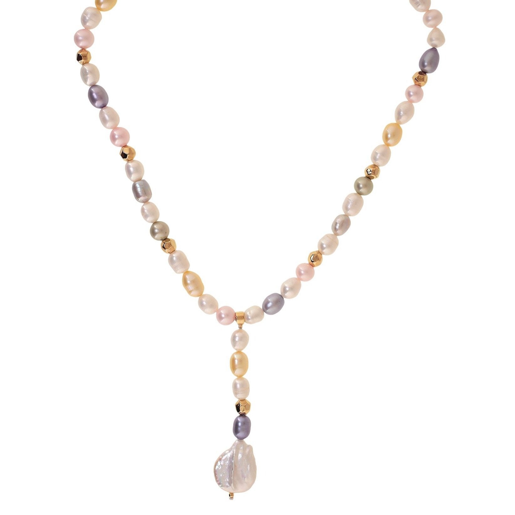 'PENINSULA' Colored Pearls Tie Necklace - Ibiza Passion