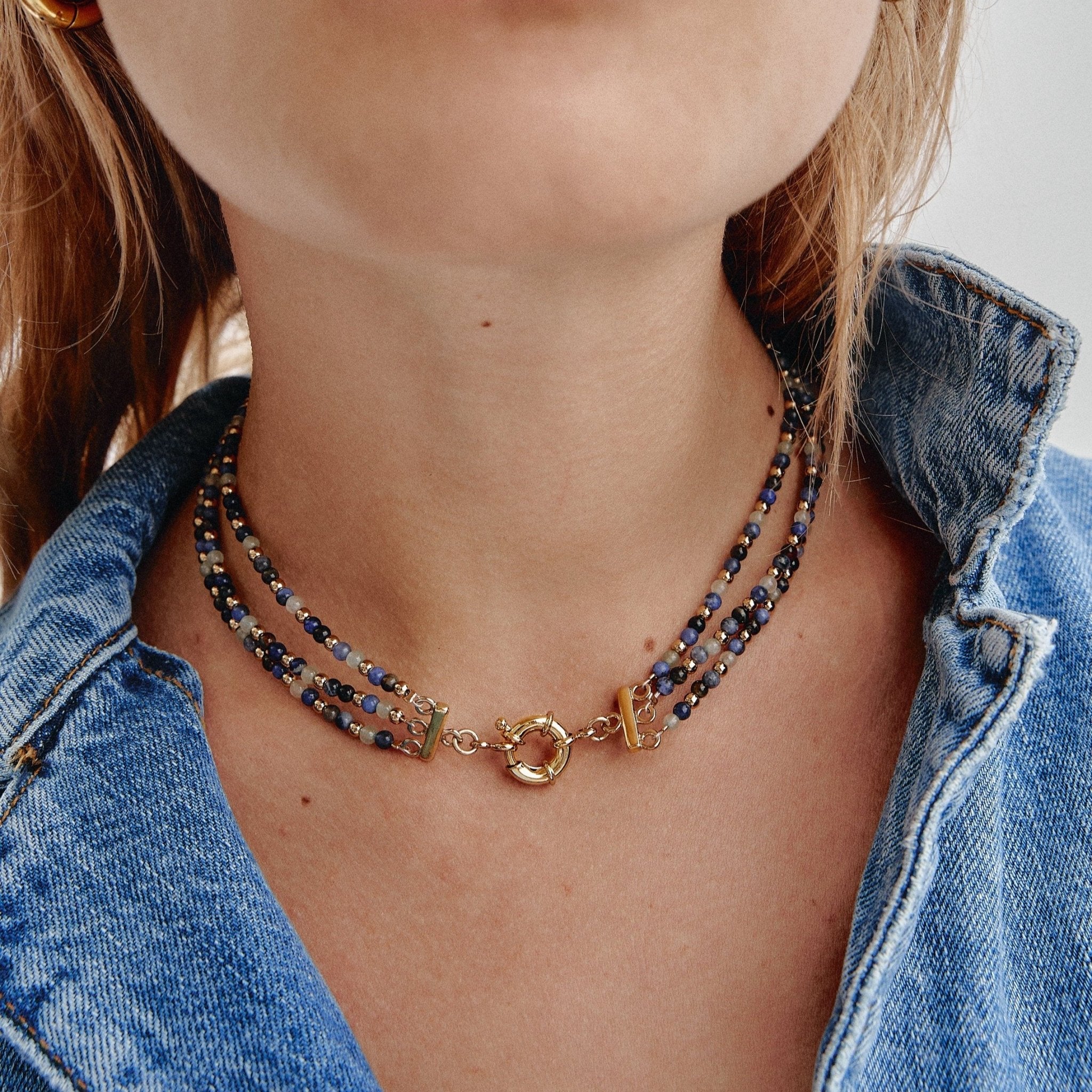 'VIDA' Triple Choker Necklace - Ocean Tones- - Ibiza Passion