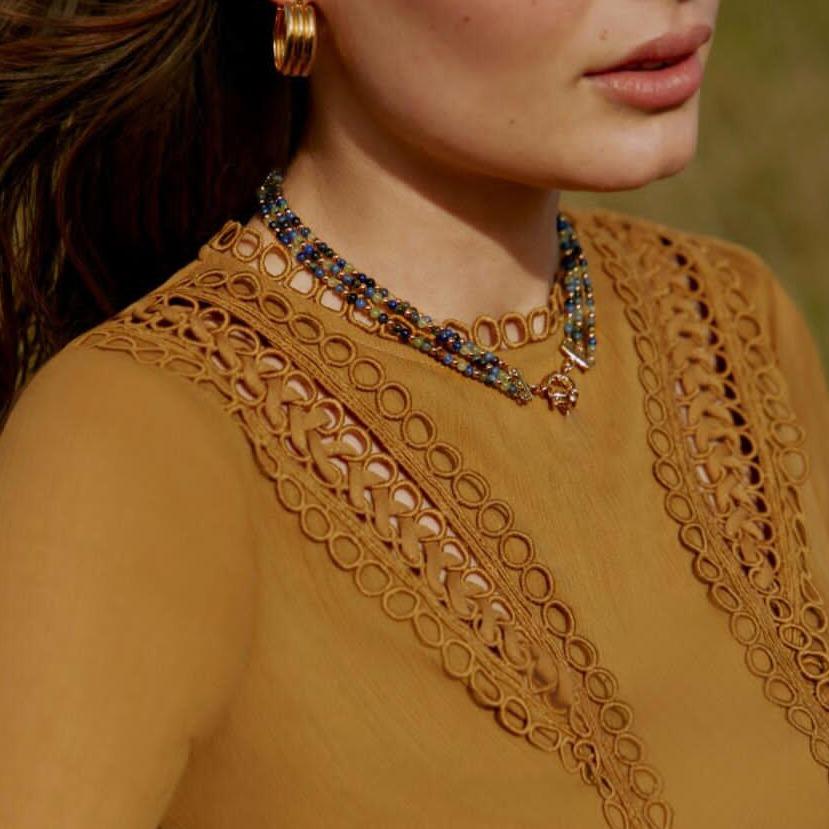 'VIDA' Triple Choker Necklace - Ocean Tones- - Ibiza Passion